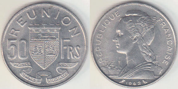 1962 Reunion 50 Francs (Unc) A005501